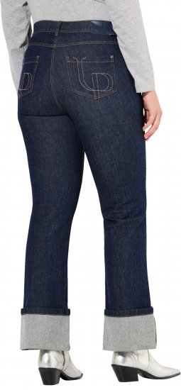 Ulla Popken Turn Up Hem Wide Leg Mary Jeans Grey Denim - Džinsai & Kelnės Didelėse Dydžiuose – Plus Size - 