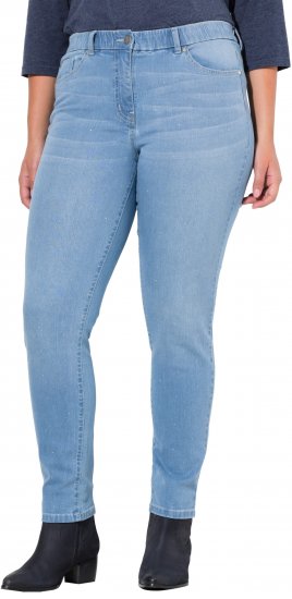 Ulla Popken Rhinestone Detail Stretch Fit Jeans Light Blue Denim - Džinsai & Kelnės Didelėse Dydžiuose – Plus Size - 