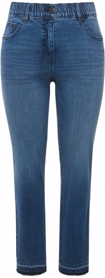 Ulla Popken Fringed Hem Stretch Fit Jeans Denim Blue - Džinsai & Kelnės Didelėse Dydžiuose – Plus Size - 