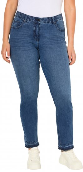 Ulla Popken Fringed Hem Stretch Fit Jeans Denim Blue - Džinsai & Kelnės Didelėse Dydžiuose – Plus Size - 