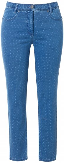 Ulla Popken Polka Dot Stretch Fit Jeans Blue Denim - Džinsai & Kelnės Didelėse Dydžiuose – Plus Size - 