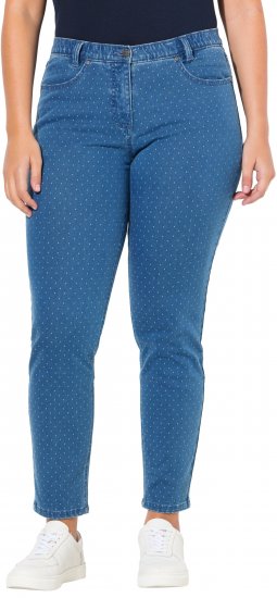 Ulla Popken Polka Dot Stretch Fit Jeans Blue Denim - Džinsai & Kelnės Didelėse Dydžiuose – Plus Size - 