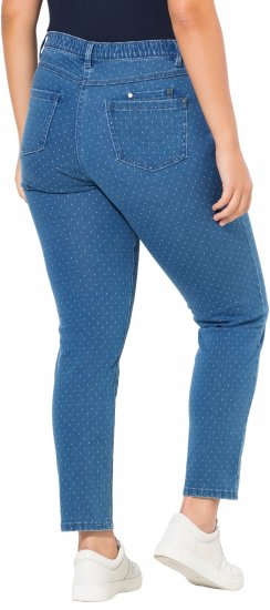 Ulla Popken Polka Dot Stretch Fit Jeans Blue Denim - Džinsai & Kelnės Didelėse Dydžiuose – Plus Size - 