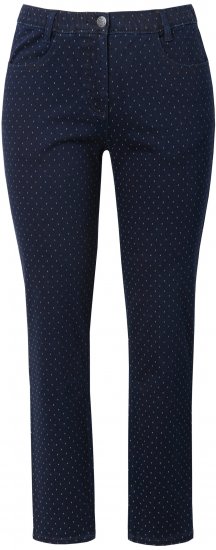 Ulla Popken Polka Dot Stretch Fit Jeans Denim Blue - Džinsai & Kelnės Didelėse Dydžiuose – Plus Size - 