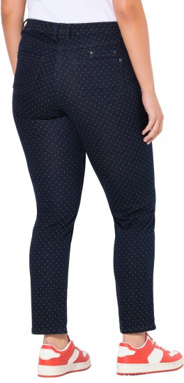 Ulla Popken Polka Dot Stretch Fit Jeans Denim Blue - Džinsai & Kelnės Didelėse Dydžiuose – Plus Size - 