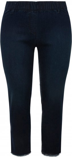 Ulla Popken Cropped Raw Hem Jeggings Denim Blue - Džinsai & Kelnės Didelėse Dydžiuose – Plus Size - 