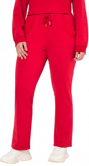 Ulla Popken Elastic Waist Sweatpants Red - Džinsai & Kelnės Didelėse Dydžiuose – Plus Size - 