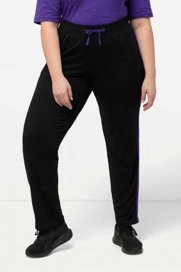 Ulla Popken Striped Elastic Waist Sweatpants Black - Džinsai & Kelnės Didelėse Dydžiuose – Plus Size - 
