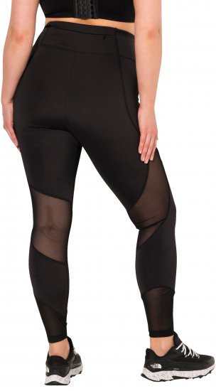 Ulla Popken Mesh Panel Leggings Black - Džinsai & Kelnės Didelėse Dydžiuose – Plus Size - 