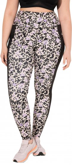 Ulla Popken Leopard Print Quick Drying Leggings Black - Džinsai & Kelnės Didelėse Dydžiuose – Plus Size - 
