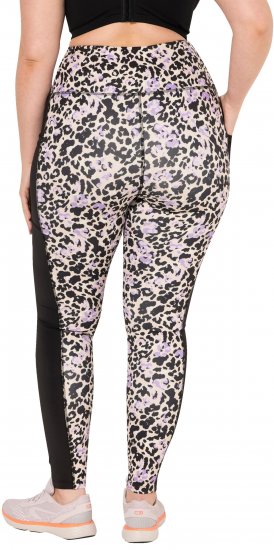 Ulla Popken Leopard Print Quick Drying Leggings Black - Džinsai & Kelnės Didelėse Dydžiuose – Plus Size - 