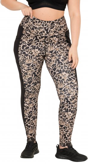 Ulla Popken Leopard Print Quick Drying Leggings Orange - Džinsai & Kelnės Didelėse Dydžiuose – Plus Size - 