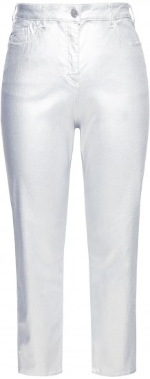 Ulla Popken Metallic Stretch Fit Mom Jeans Silver - Džinsai & Kelnės Didelėse Dydžiuose – Plus Size - 