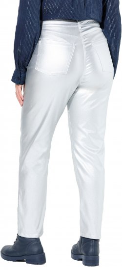 Ulla Popken Metallic Stretch Fit Mom Jeans Silver - Džinsai & Kelnės Didelėse Dydžiuose – Plus Size - 