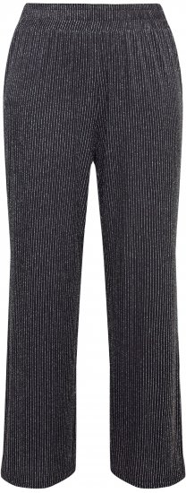 Ulla Popken Sparkling Pinstripe Elastic Waist Pants Black - Džinsai & Kelnės Didelėse Dydžiuose – Plus Size - 