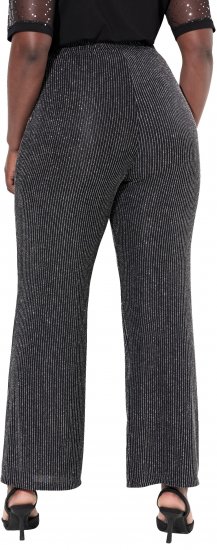 Ulla Popken Sparkling Pinstripe Elastic Waist Pants Black - Džinsai & Kelnės Didelėse Dydžiuose – Plus Size - 