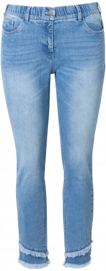 Ulla Popken Double Fringe Hem Stretch Fit Jeans Light Blue Denim - Džinsai & Kelnės Didelėse Dydžiuose – Plus Size - 