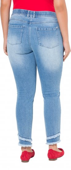 Ulla Popken Double Fringe Hem Stretch Fit Jeans Light Blue Denim - Džinsai & Kelnės Didelėse Dydžiuose – Plus Size - 