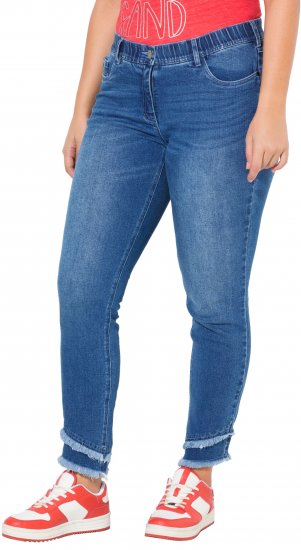 Ulla Popken Double Fringe Hem Stretch Fit Jeans Denim Blue - Džinsai & Kelnės Didelėse Dydžiuose – Plus Size - 