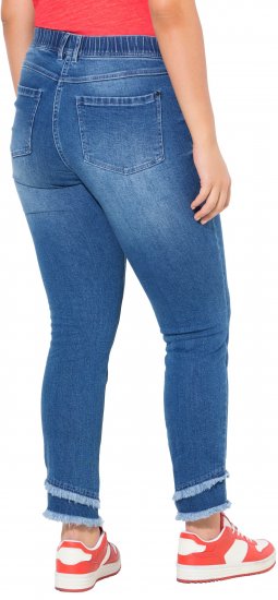 Ulla Popken Double Fringe Hem Stretch Fit Jeans Denim Blue - Džinsai & Kelnės Didelėse Dydžiuose – Plus Size - 