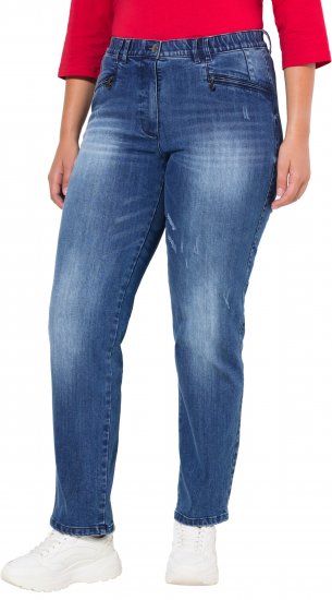 Ulla Popken Tapered Leg Lightly Distressed Jeans Denim Blue - Džinsai & Kelnės Didelėse Dydžiuose – Plus Size - 