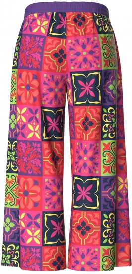 Ulla Popken Tile Print Wide Leg Palazzo Pants Purple - Džinsai & Kelnės Didelėse Dydžiuose – Plus Size - 