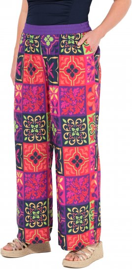 Ulla Popken Tile Print Wide Leg Palazzo Pants Purple - Džinsai & Kelnės Didelėse Dydžiuose – Plus Size - 