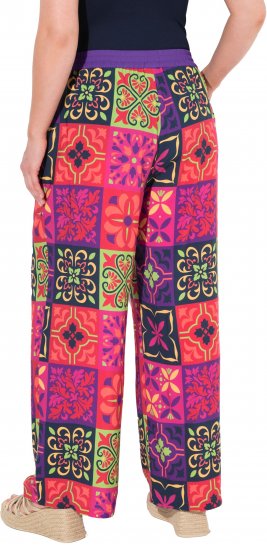 Ulla Popken Tile Print Wide Leg Palazzo Pants Purple - Džinsai & Kelnės Didelėse Dydžiuose – Plus Size - 