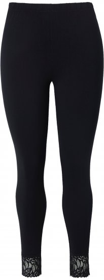 Ulla Popken Lace Trim Leggings Black - Džinsai & Kelnės Didelėse Dydžiuose – Plus Size - 