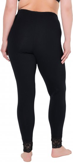 Ulla Popken Lace Trim Leggings Black - Džinsai & Kelnės Didelėse Dydžiuose – Plus Size - 