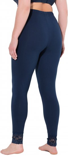 Ulla Popken Lace Trim Leggings Navy - Džinsai & Kelnės Didelėse Dydžiuose – Plus Size - 