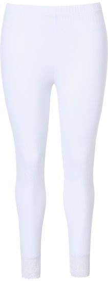 Ulla Popken Lace Trim Leggings White - Džinsai & Kelnės Didelėse Dydžiuose – Plus Size - 