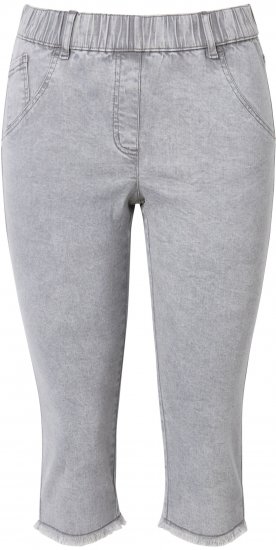 Ulla Popken Denim Fringed Hem Capris Grey - Džinsai & Kelnės Didelėse Dydžiuose – Plus Size - 