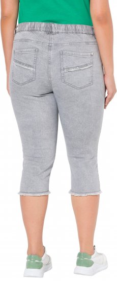 Ulla Popken Denim Fringed Hem Capris Grey - Džinsai & Kelnės Didelėse Dydžiuose – Plus Size - 