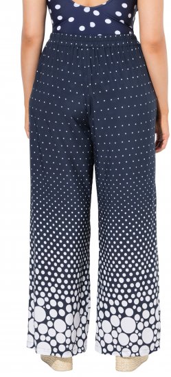 Ulla Popken Dot Gradient Wide Leg Elastic Waist Palazzo Pants Grey - Džinsai & Kelnės Didelėse Dydžiuose – Plus Size - 