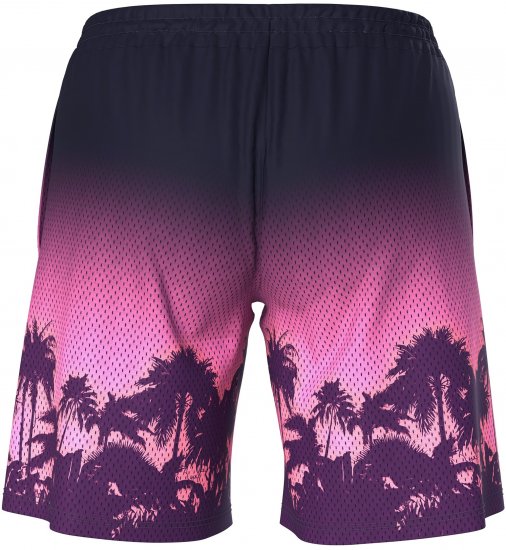 Ulla Popken Active Wide Leg Elastic Waist Palm Tree Pattern Mesh Shorts Black - Džinsai & Kelnės Didelėse Dydžiuose – Plus Size - 