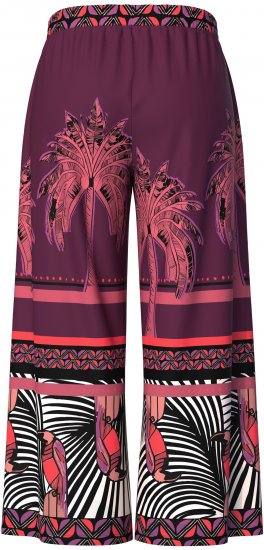 Ulla Popken Mixed Palm Print Elastic Waist Palazzo Pants Red - Džinsai & Kelnės Didelėse Dydžiuose – Plus Size - 