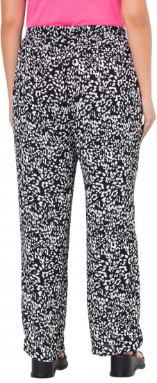 Ulla Popken Leopard Print Elastic Waist Pants Black - Džinsai & Kelnės Didelėse Dydžiuose – Plus Size - 