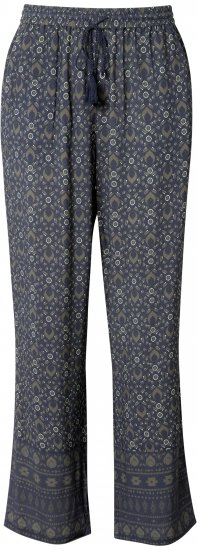 Ulla Popken Geometric Print Elastic Waist Pants Navy - Džinsai & Kelnės Didelėse Dydžiuose – Plus Size - 
