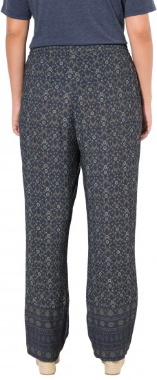 Ulla Popken Geometric Print Elastic Waist Pants Navy - Džinsai & Kelnės Didelėse Dydžiuose – Plus Size - 