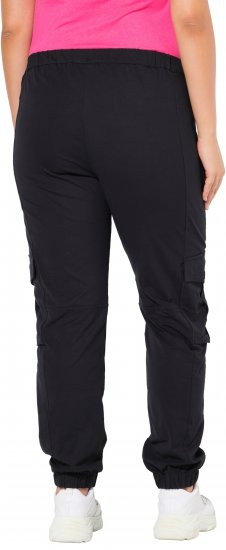 Ulla Popken Elastic Hem Stretch Fit Cargo Pants Black - Džinsai & Kelnės Didelėse Dydžiuose – Plus Size - 