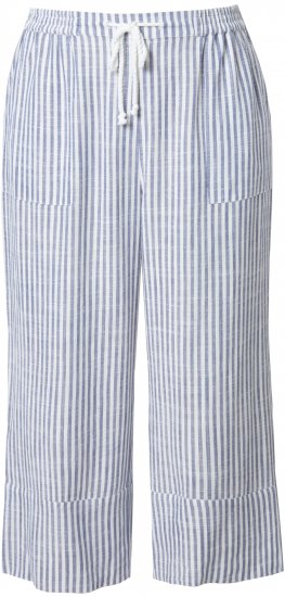 Ulla Popken Coastal Stripe Linen Blend Elastic Waist Culottes Blue - Džinsai & Kelnės Didelėse Dydžiuose – Plus Size - 