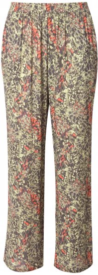 Ulla Popken Crocodile Print Elastic Waist Pants Olive Grey - Džinsai & Kelnės Didelėse Dydžiuose – Plus Size - 