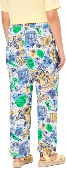 Ulla Popken Italy Print Elastic Waist Pants White - Džinsai & Kelnės Didelėse Dydžiuose – Plus Size - 