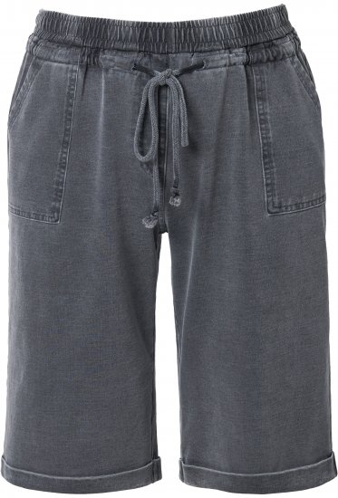Ulla Popken Indigo Dyed Elastic Waist Jersey Shorts Black - Džinsai & Kelnės Didelėse Dydžiuose – Plus Size - 
