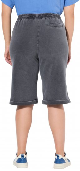 Ulla Popken Indigo Dyed Elastic Waist Jersey Shorts Black - Džinsai & Kelnės Didelėse Dydžiuose – Plus Size - 