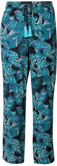 Ulla Popken Tropical Leaf Print Elastic Waist Pants Blue - Džinsai & Kelnės Didelėse Dydžiuose – Plus Size - 