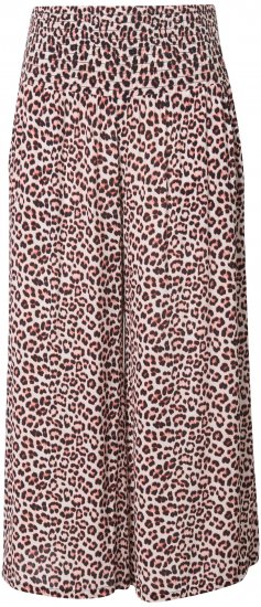 Ulla Popken Rose Wide Leg Elastic Waist Leopard Pattern Culottes White - Džinsai & Kelnės Didelėse Dydžiuose – Plus Size - 