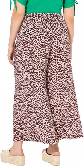 Ulla Popken Rose Wide Leg Elastic Waist Leopard Pattern Culottes White - Džinsai & Kelnės Didelėse Dydžiuose – Plus Size - 