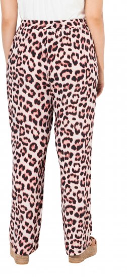 Ulla Popken Leopard Print Elastic Waist Pants White - Džinsai & Kelnės Didelėse Dydžiuose – Plus Size - 